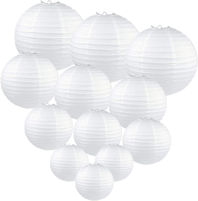 #ad 24 Pcs White Paper Lanterns Size of 12quot; 10quot; 8quot; 6quot;4quot; round Chinese Japanes $37.32