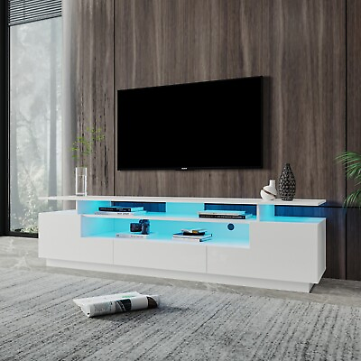#ad LED TV Stand Cabinet for Tv#x27;s up to 80quot; Entertainment Center High Gloss TV Stand $299.99