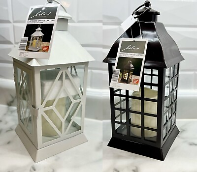#ad 2 Decorative LED Metal Glass Lantern with Flameless Candle Window Design Wedding $58.55