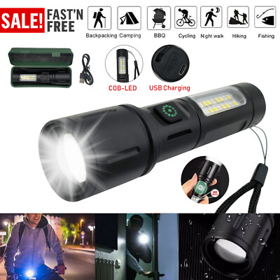 #ad 10000000Lumens LED Flashlight Tactical Light Super Bright Torch USB Rechargeable $8.80