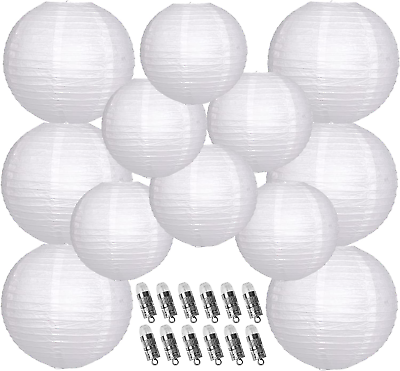 #ad Paper Lanterns Decorative White Hanging Paper Lanterns with Lights for Wedding $30.36