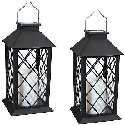#ad #ad Concord Outdoor Solar Candle Lantern 11 in Black Set of 2 by Sunnydaze $44.95