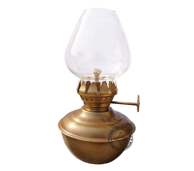 #ad #ad Antique Brass Table Lantern Glass Oil Lamp 6 Inch Collectible Home Decor CB $17.10