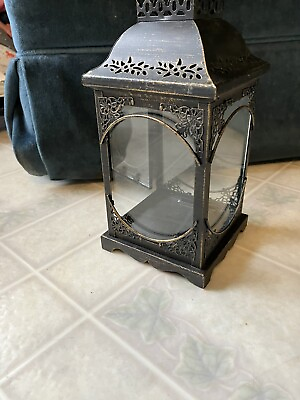 #ad Hobby Lobby Black Metal and Glass Flameless Candle Lantern 1283472 10.25quot; high $24.99