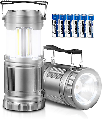 #ad 2 Pack LED Camping Lantern COB Ultra Bright Collapsible Portable Camping Lamp $15.98