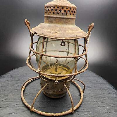 #ad Vintage Adams Westlake Pennsylvania Lines railroad lantern Etched Glass $90.97