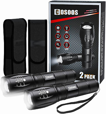 #ad 2 Tactical Flashlights with Holsters Bright LED Flashlight 1000 Lumen 5 Mode P $23.53