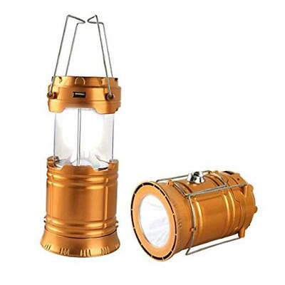 #ad #ad LED Camping Lantern Solar and Rechargeable Lantern Flashlight Collapsible Gold $16.97