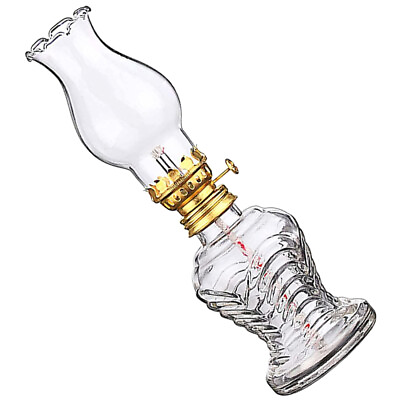 #ad Desktop Kerosene Lamp Glass Oil Lantern Vintage Lamps Decor Chimney $14.85