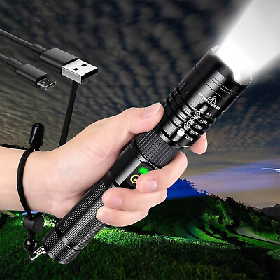 #ad Super Bright LED Tactical Flashlight Zoomable With Rechargeable Battery $13.99