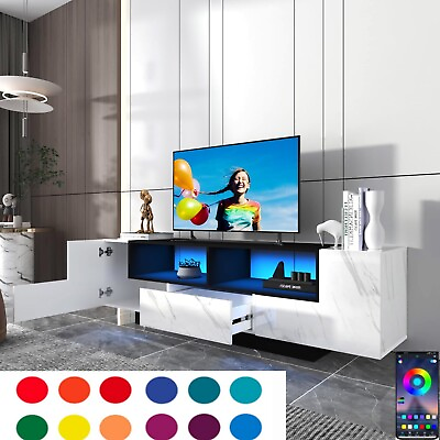 #ad Modern High Gloss LED TV Stand for up to 75 inch 80inch TVs with Large Storage $215.64