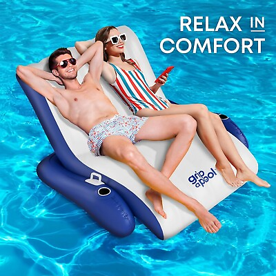 #ad #ad Pool Recliner Float Lounger For Adults Heavy Duty Lake Beach Floating Raft Tube $29.99