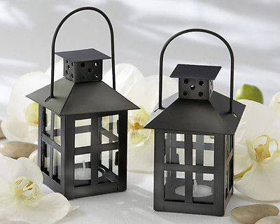 #ad 25 Luminous Black Mini Lantern Tea Light Holder Wedding Favors Table Decor $147.00