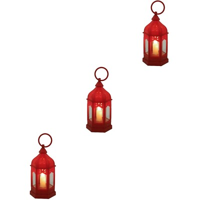 #ad lantern for camping 3x Vintage Tent Light Indoor Candle Lantern Flickering Flame $16.68
