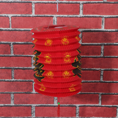 #ad 12 Pcs Foldable Paper Lantern Spring Festival Decor Lanterns Props $17.09
