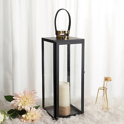 #ad Stainless Steel Candle Lantern 26quot; Outdoor Metal Patio Lantern $49.99