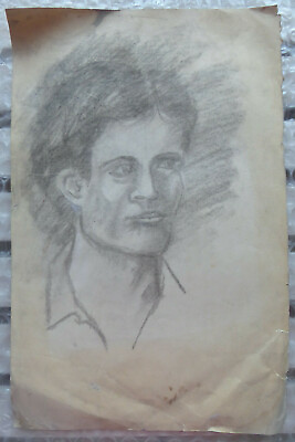 #ad #ad Drawing Antique Portrait Male Studio Sketch Beginning 900 Pencil paper MD10 $32.18