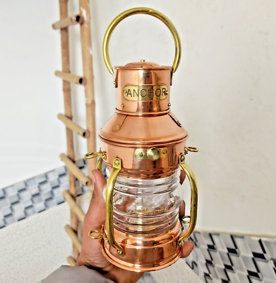 #ad Ship Lamp Copper Brass Oil Lantern Nautical Maritime Collectible Home Decorative $67.45