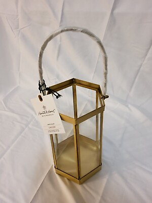 #ad 11#x27; Lantern Brass amp; Glass Home indoor candle India $22.00