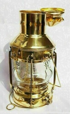 #ad Beautiful Nautical Brass Oil Maritime Ship Lantern Anchor Boat Light Lamp Gift $70.00