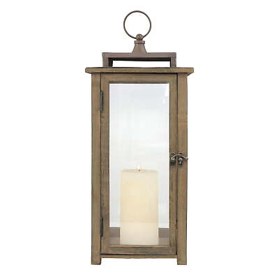 #ad Decorative Rustic Wooden Candle Lantern with Handle and Hinged Door Large $39.80