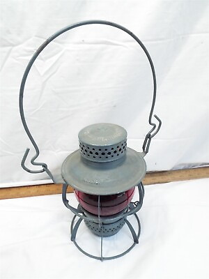 #ad #ad Vintage Dressel Arlington NYCS Railroad Train Lantern Red Globe Lamp Oil Light $129.99