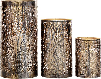 #ad Metal Tree Candle Lantern Set of 3 12quot; 9quot; 5quot;H Bronze $67.26