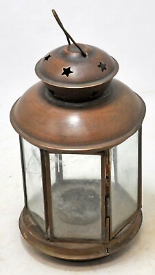 #ad Vintage Brass Small Lamp Lantern Original Old Hand Crafted $49.00