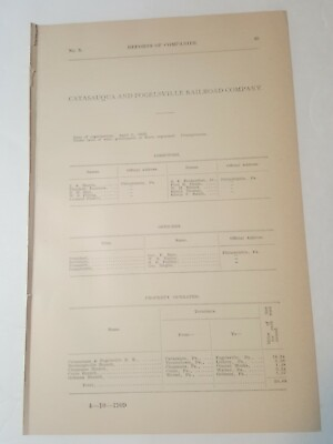 #ad 1910 CATASAUQUA amp; FOGELSVILLE RAILROAD train document Crane Gehman Lichtey PA $6.95