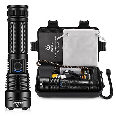 #ad High Power Rechargeable Flashlight Led High Lumens Super Bright 900000 Lumens H $37.29