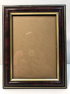 #ad 5x7 Vintage Red Antique Marble Themed Gold Boarder Picture Photo Frame $25.97