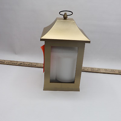 #ad Lantern amp; Candle Tealight Holder Iron Glass Gold 9quot;H X 4quot;W $17.34