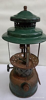 #ad Antique MADE IN USA COLEMAN GREEN 2 BURNER OIL KEROSENE LANTERN LAMP # $350.00