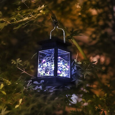 #ad LED Solar Waterproof Lantern Hanging Light Outdoor Garden Decor Groundlevel Lamp $11.99