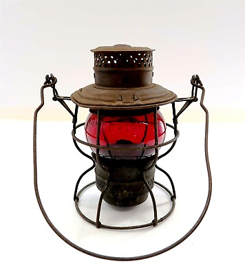 #ad Vintage Adams amp; Westlake PRR Railroad Lantern with RED Adlake Kero Globe $127.49