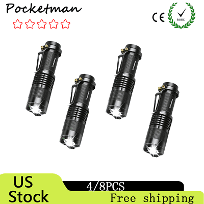 #ad 4PCS Mini Tactical Flashlights Zoomable Flashlamp Powered by batteries or 14500 $14.59