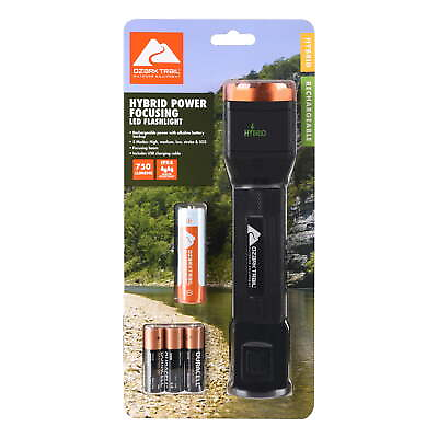 #ad 750 Lumens LED Flashlight 4 AA Alkaline and Rechargeable Batteries Black $25.67