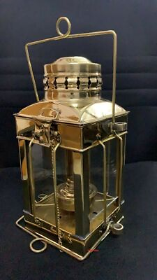 #ad Nautical 10quot; Shiny Brass Oil Lantern Ship Lamp Maritime Hanging Lamp Decor $71.10