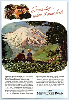 #ad WWII Milwaukee Road Railroad Train RR quot;When I Come Backquot; 1944 Print Ad 6.75x10quot; $10.99