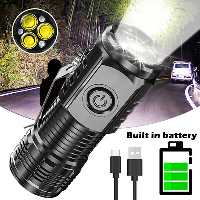 #ad #ad Super Bright Mini LED Flashlight Keychain Pocket Magnetic Torch USB Rechargeable $10.99