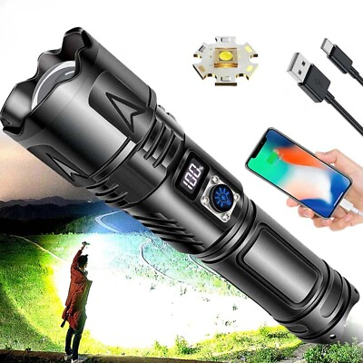 #ad Super Bright 2000000LM 1500M LED Flashlight Zoom High Powerful Tactical Torch $25.99