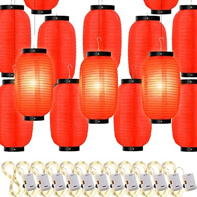 #ad Set of 48 Chinese Lantern Japanese Lantern Hanging Red Paper Lanterns Bulk Outdo $60.95