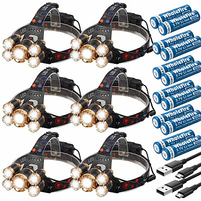 #ad Super Bright 990000LM 5x LED Headlamp Rechargeable Flashlight Head Lamp Torch $11.89
