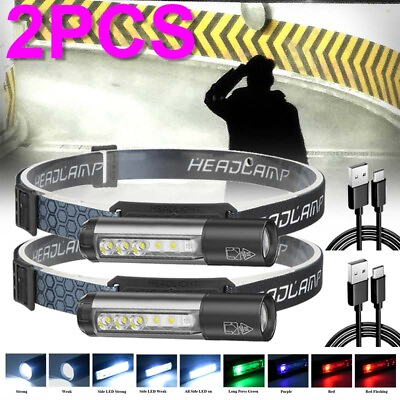 #ad 2 PC USB Rechargeable Waterproof LED Headlamp Headlight Head Light Flashlight $22.39