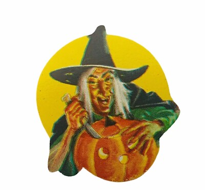 #ad Dennison Halloween Witch decorations seals wicked knife carve pumpkin paper BC2 $20.36