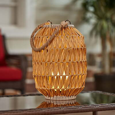 #ad Decorative Natural Rattan Battery Powered Lantern with Removable LED Candle $27.39