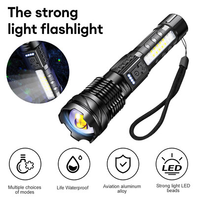 #ad XHP50 GT10 Super Bright 90000LM 18 LED Tactical Flashlight Rechargeable Battery $15.86