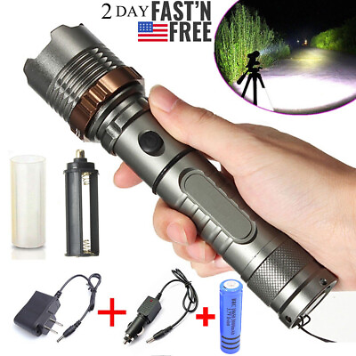 #ad #ad Brightest 9900000LM High Power LED Rechargeable Torch Police Military Flashlight $13.48