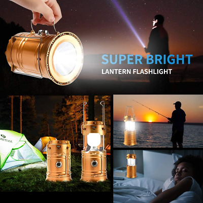 #ad Solar Rechargeable LED Camping Lantern Collapsible Portable Light Hiking 1 Pack $12.99