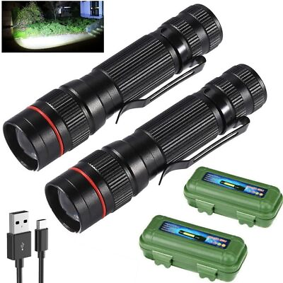 #ad LED Flashlight Rechargeable 2 Pack High Lumens Tactical Flashlights Super B... $21.13